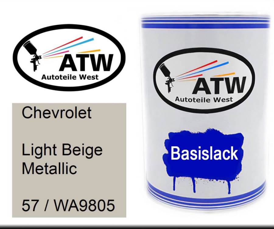 Chevrolet, Light Beige Metallic, 57 / WA9805: 500ml Lackdose, von ATW Autoteile West.